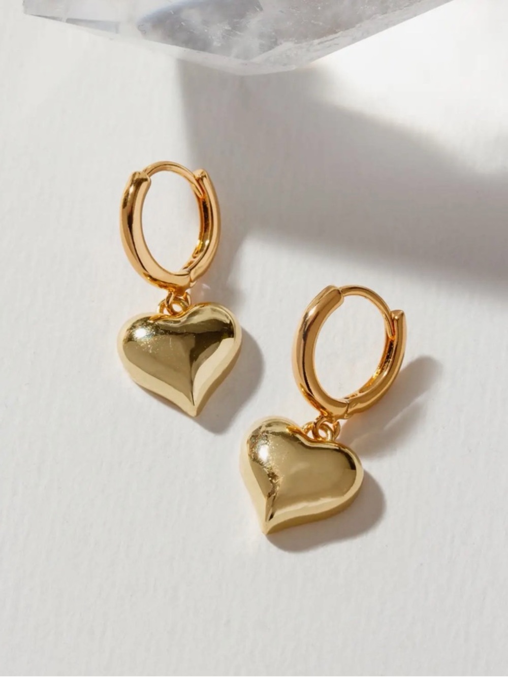 A391. Luna Norte Milano Amulet Classic Gold Heart Huggie Earrings
